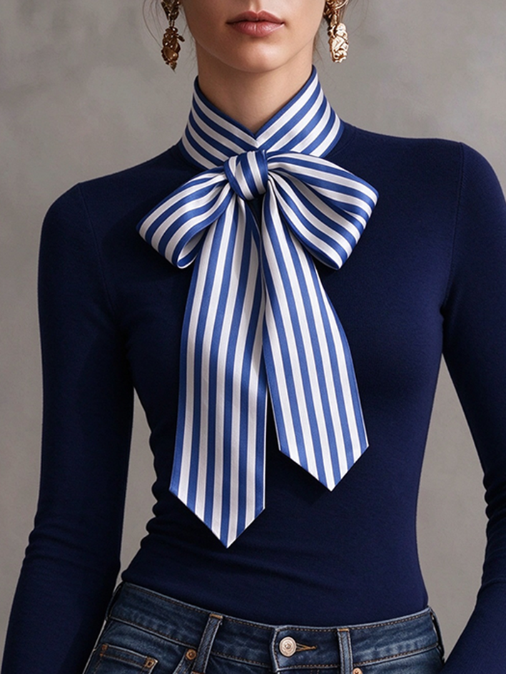 Elegante top elástico con pajarita a rayas