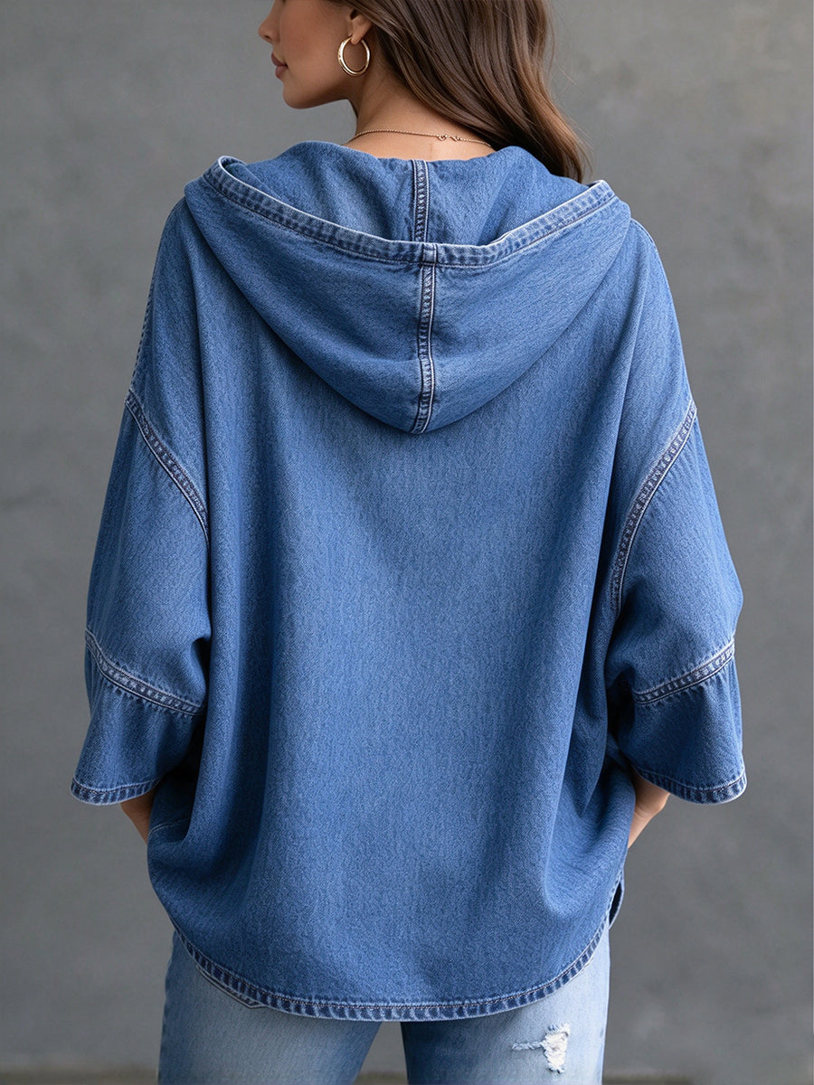 Chaqueta vaquera informal de gran tamaño con capucha