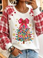 Kristnaska Arbo Plaid Miksĉifona Sweatshirt