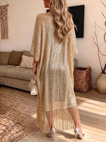 Cardigan aperto sul davanti con frange di paillettes glamour