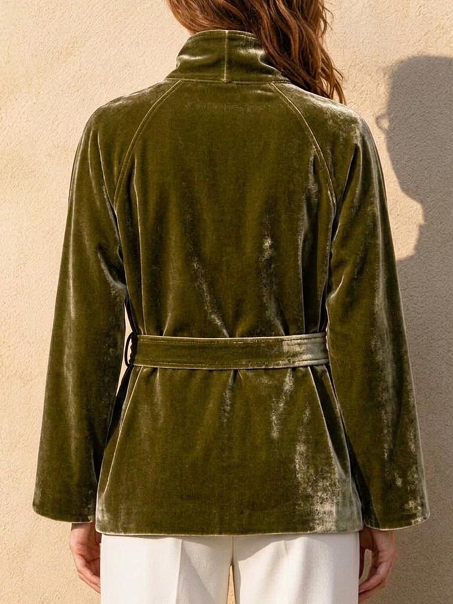 Giacca da donna in velluto dalla vestibilità ampia tinta unita con maniche lunghe e colletto slouchy