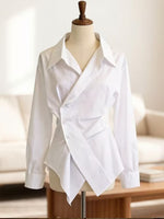 Camisa de algodón estilo cruzado asimétrica elegante