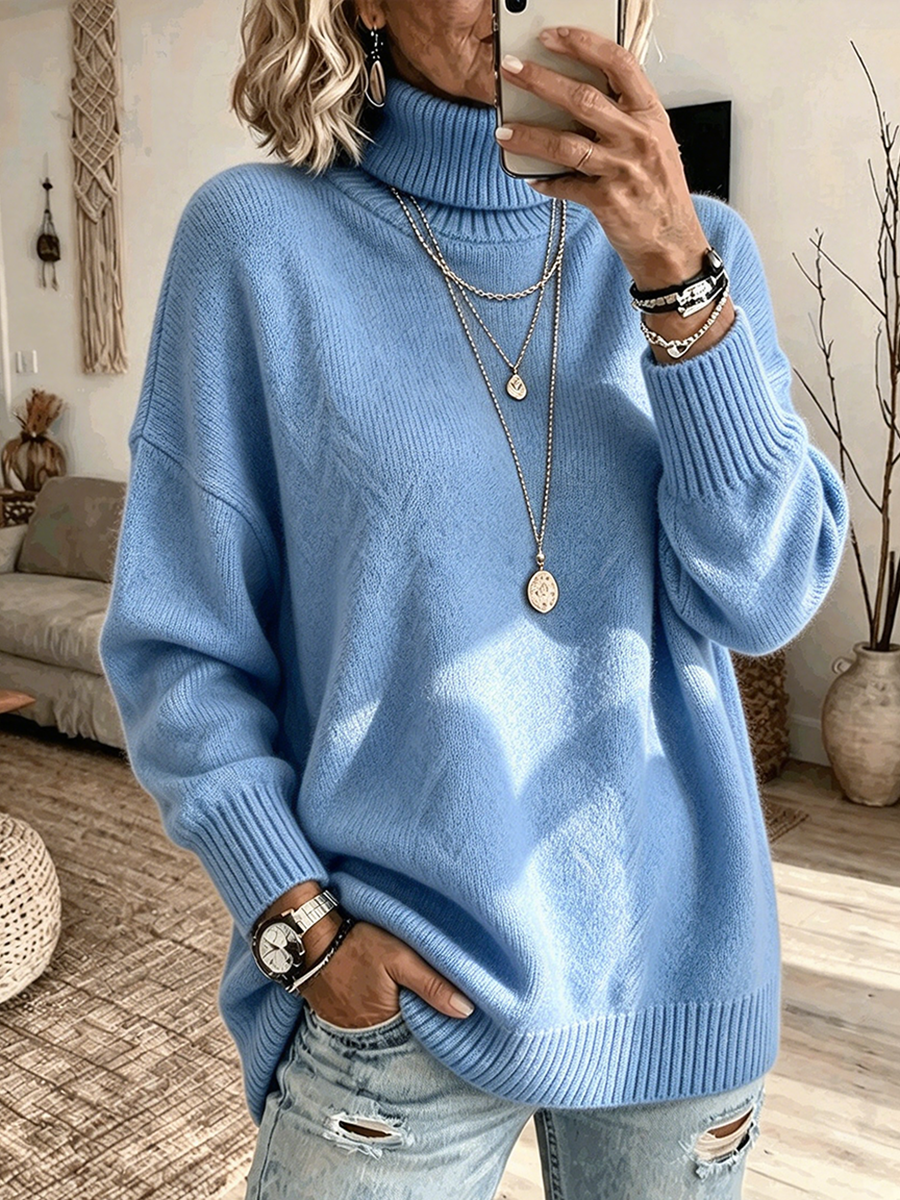 Jersey casual de cuello alto suave