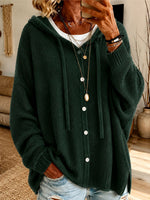 Loose And Cozy Hooded Knit Cardigan