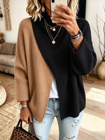 Lässiger, stilvoller, gerippter Rollkragenpullover im Colorblock-Design