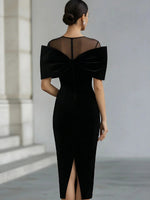 Eleganta Velura Bow Midi Jupo