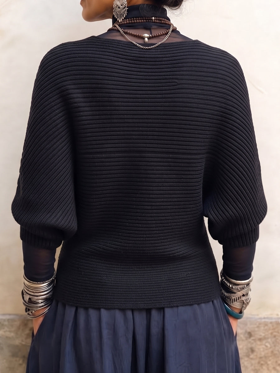 Arta Interplektita Ribbed Batwing Trikita Svetero