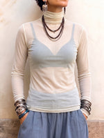 Ŝika Sheer Mock-Neck Mesh Top