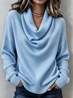 Cozy Ribbed Knit Top with Layered Collar