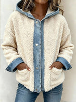 Cozy Sherpa & Denim Spliced Hooded Jacket