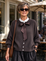 Cardigan in maglia con fiocco casual ed elegante