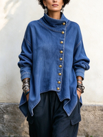Neformala Denim Malsimetria Buton-supren Jako