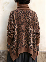Cardigan asimmetrico con stampa leopardata accogliente