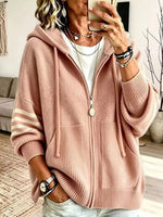 Oversized Knit Hoodie With Drawstring