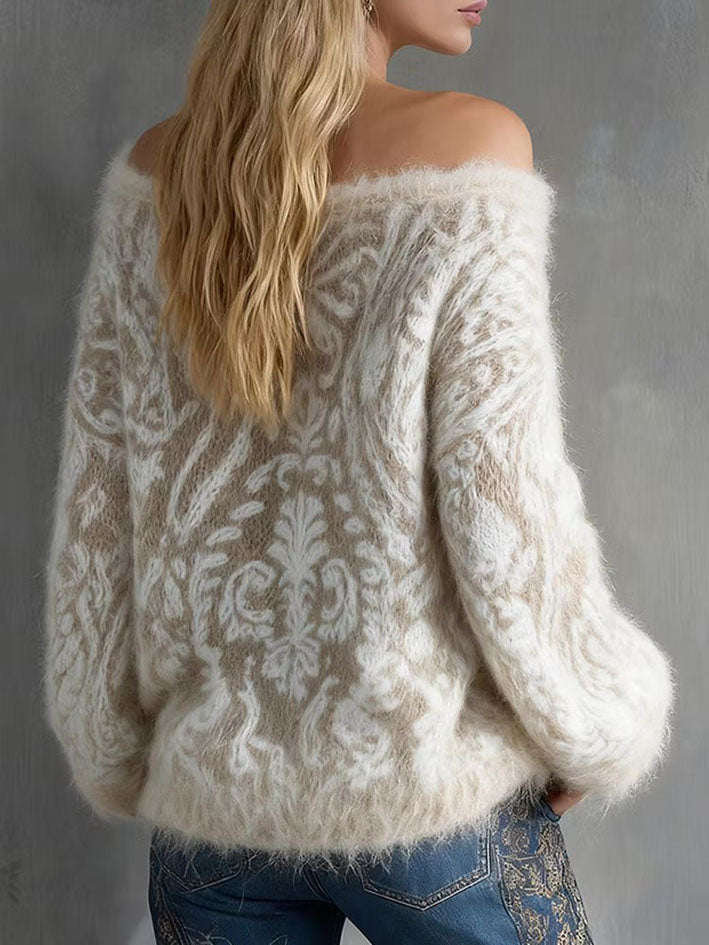 Elegant Fuzzy Off-the-shoulder Sweater