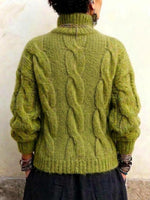 Women's Solid-color Stand-collar Long-sleeve Loose-fit Knit Top