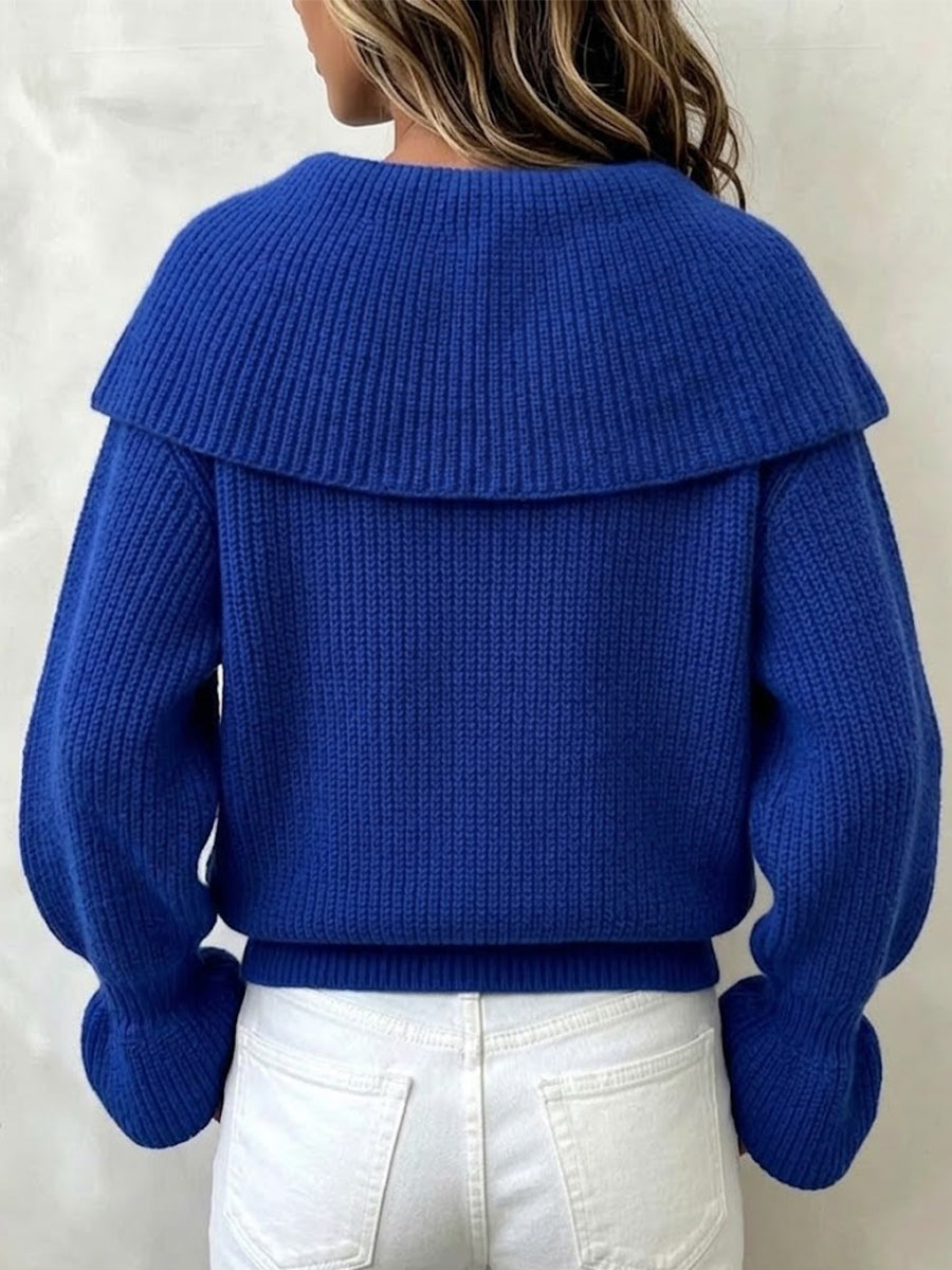 Off-the-shoulder Knit Sweater With Ruffles And Flared Sleeves