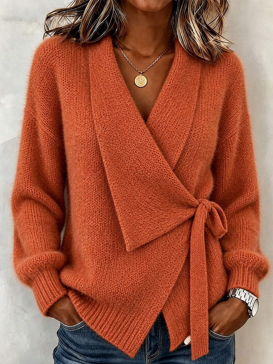 Top chic in maglia di peluche con lacci