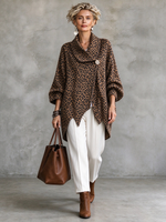 Top Boho con bottoni asimmetrici con stampa leopardata di lusso