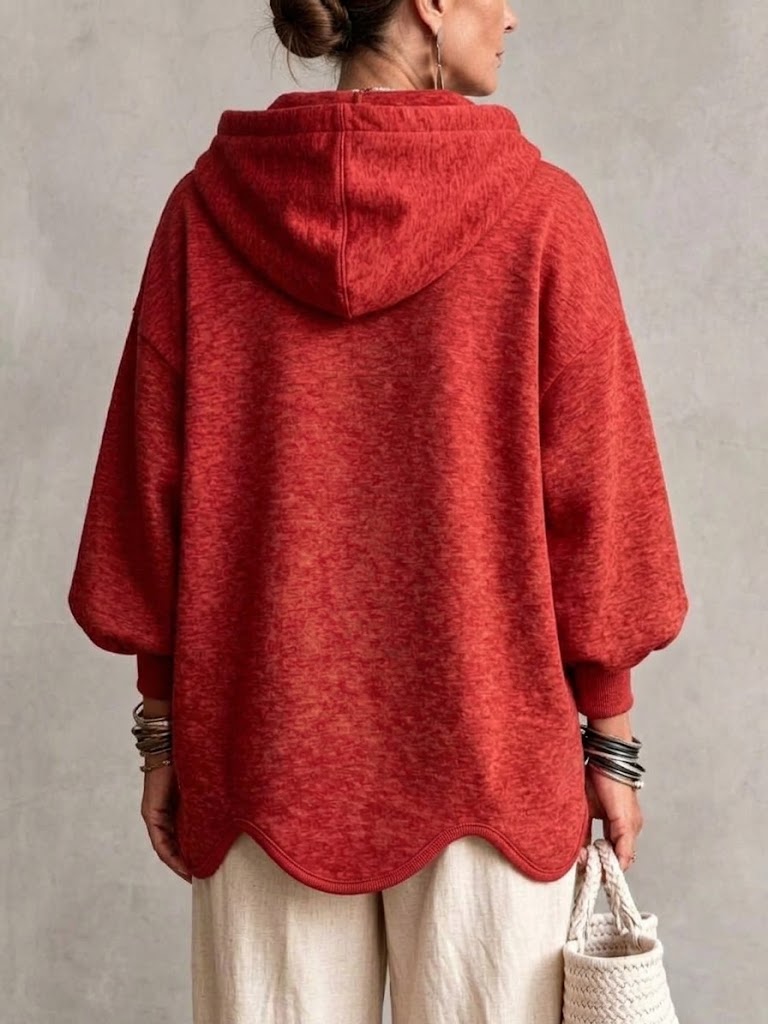 Übergroßes Kapuzen-Sweatshirt mit gewelltem Saum