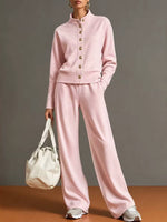 Casual And Comfortable Cotton Sweatshirt Cardigan And Pants Two-piece Set