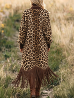 Boho Chic Wild Leopard Fringe Dress