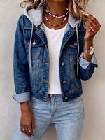 Detachable‑hood Cropped Denim Jacket