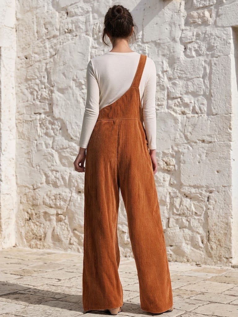 Lässiger Cord-Overall mit weitem Bein