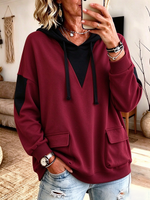 Sudadera con capucha informal y elegante con bloques de color