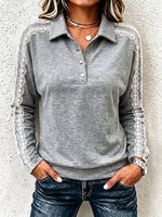 Felpa casual con pannelli in pizzo