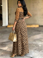 Elegance Chic Versatile Faux-suede Leopard Maxi Dress