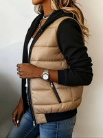 Cozy Quilted Color-Block Hooded Jacket