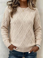 Diamant-Zopfstrickpullover mit Rundhalsausschnitt