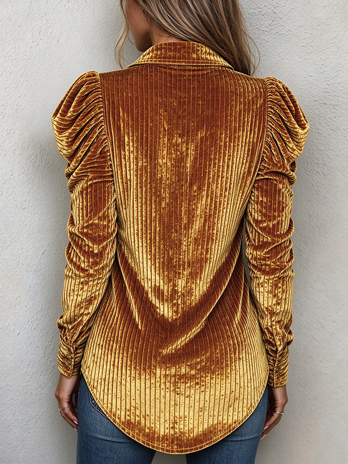 Camicetta con maniche increspate in velluto elegante Boho