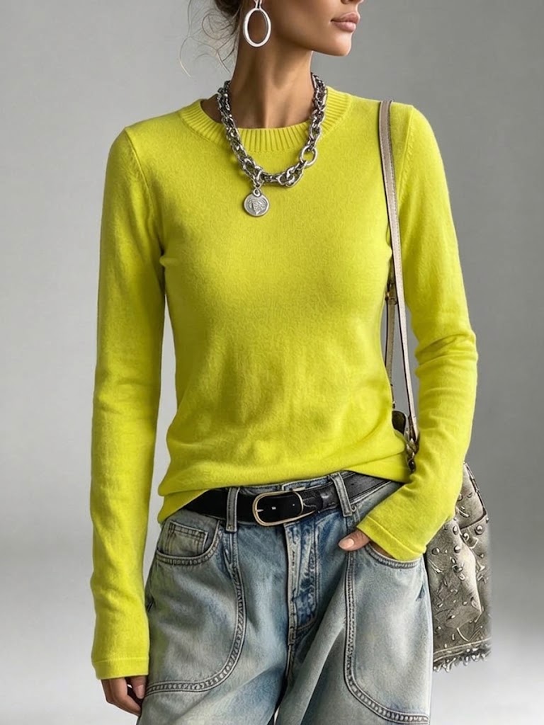 Comodo maglione aderente in maglia fine