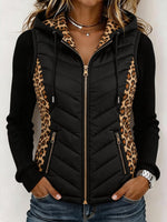 Cozy Leopard Patchwork Hooded Puffer Jacket