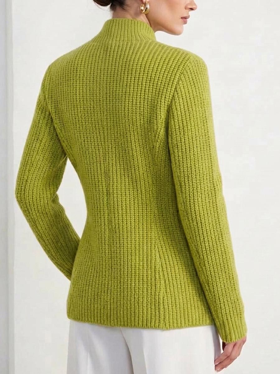 Hellgrüner Grobstrick-Cardigan mit einem Knopf