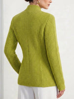 Hellgrüner Grobstrick-Cardigan mit einem Knopf