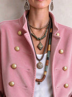 Chaqueta de pana de moda elegante con doble botonadura