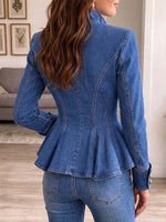 Chaqueta vaquera peplum asimétrica para mujer