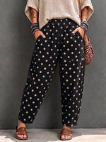 Pantaloni harem in velluto a coste a pois casual retrò