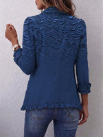 Bohemian Vintage-style Floral Embossed Print Ruffled Linen-cotton Jacket