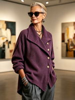 Cozy Asymmetric Chic Purple Knitted Cardigan