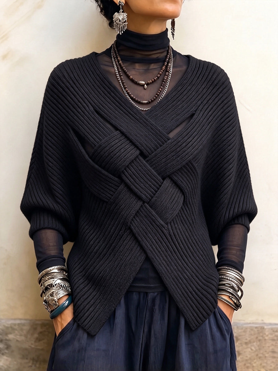 Arta Interplektita Ribbed Batwing Trikita Svetero