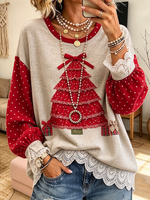 Lässiges, gepunktetes Weihnachtsbaum-Sweatshirt