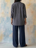 Women's Solid-color High-waisted Wide-leg Casual Pants With Drawstring