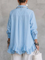 Chic Cotton Shirt With A Ruffled Hem