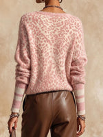 Cozy Wool-blend Leopard-print Pullover With A Brushed Finish
