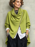 Giacca con zip asimmetrica chic verde urbano