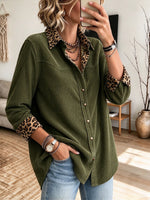 Lässiges Patchwork-Hemd aus Cord und Leopardenmuster